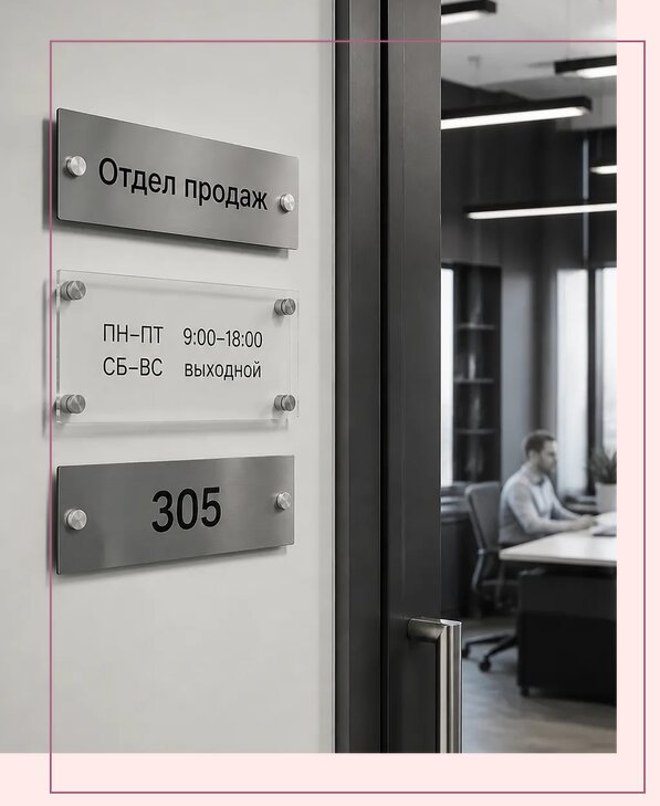 Офисные таблички на дверь в Ижевске по цене от 5090 р. | Аванза-Жвс